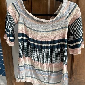 Rewind striped cold shoulder top size: med
